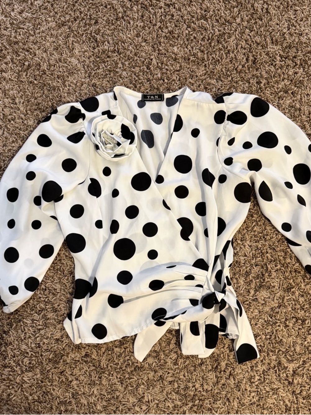 Polka Dot Wrap Blouse